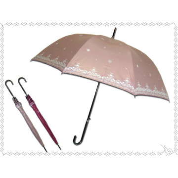 Black Edge Snowflake Printed Straight Umbrella (BD-32)